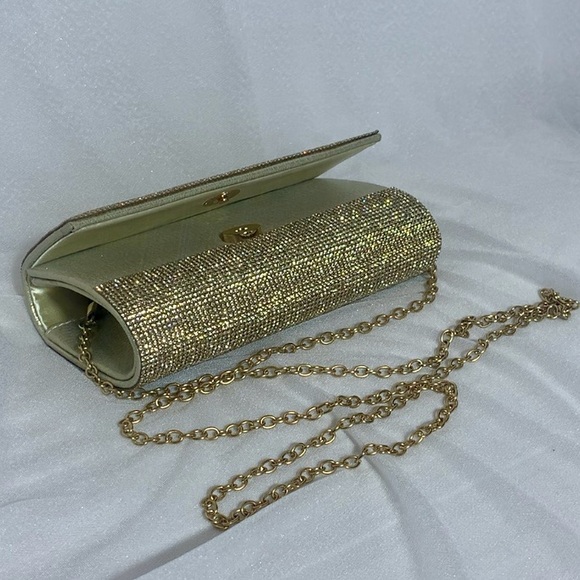 Brand New Jessica McClintock Gold super shiney jeweled purse/bag - Picture 5 of 10